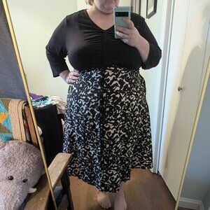 NWT Size 26 Black and Floral Midi Plus Size Dress